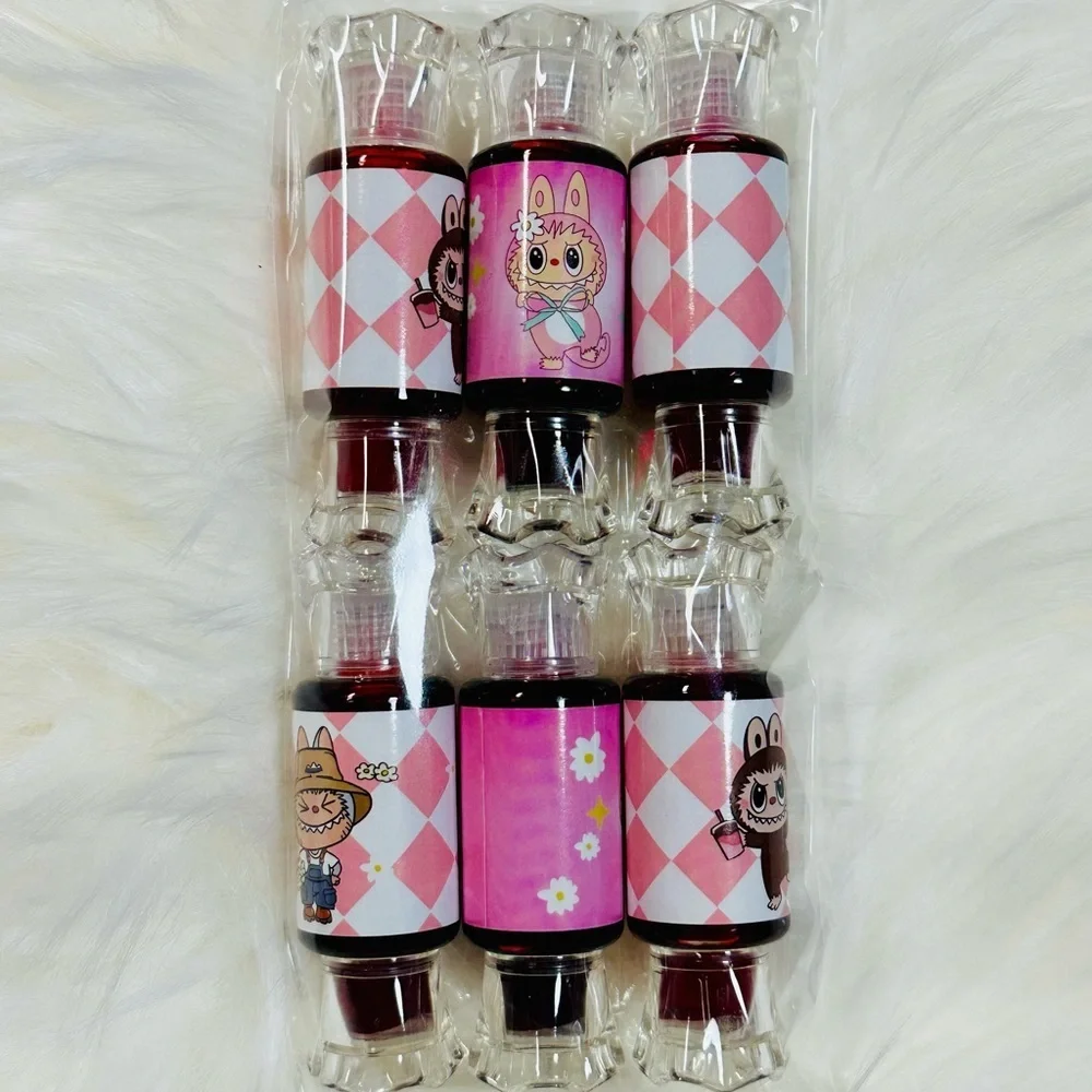 Cute Labubu Character Lip Stain Set - Pink & Red
